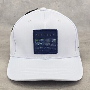 PGA Tour Golf Pro Series Hat Blue Logo Strapback Bright White One‎ Size Cap